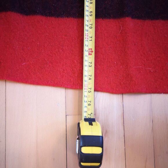 Vintage Red with Black Stripes Heavy Wool Blanket 48"x 75" - Picture 3 of 3